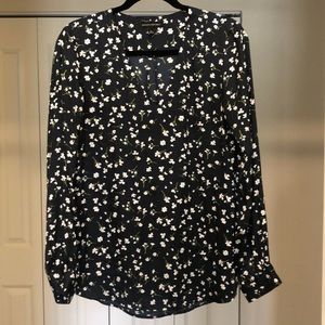 V Neck Silky Floral Blouse